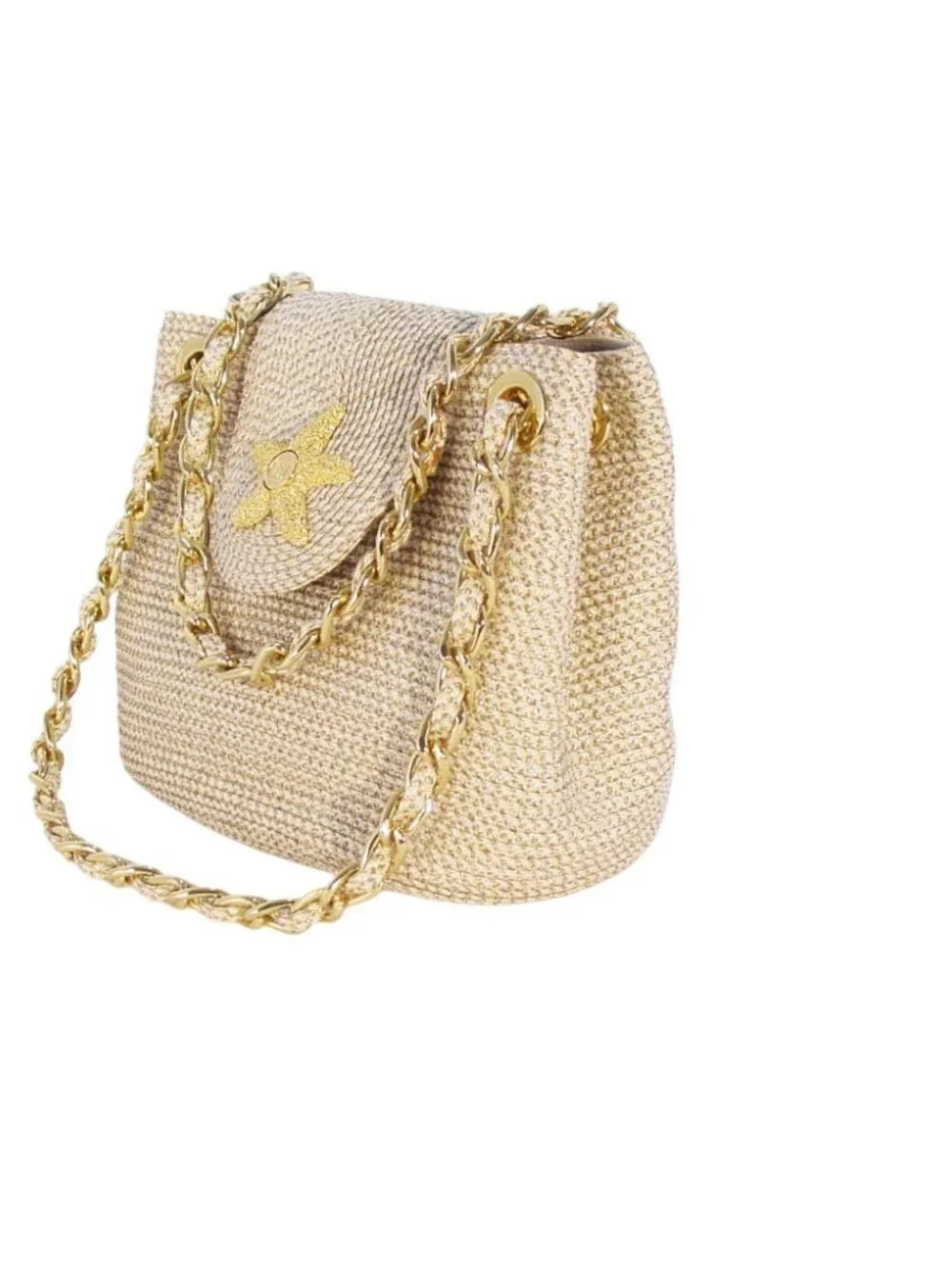 ERIC JAVITS Mini Sqishee Star Gold Starfish Chain Shoulder Bag $335 - Picture 3 of 11